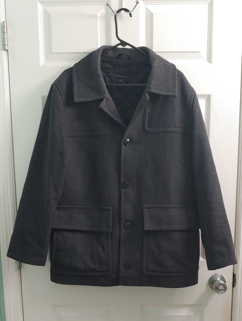 Banana Republic Wool Coat Men's L Dark Gray Mario Bellucini Peacoat